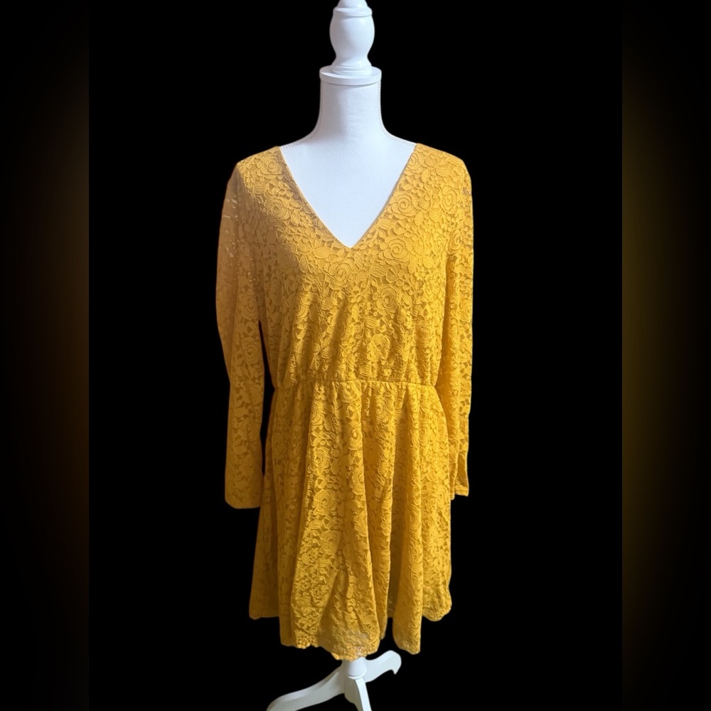 Yellow Lace V-Neck Dress